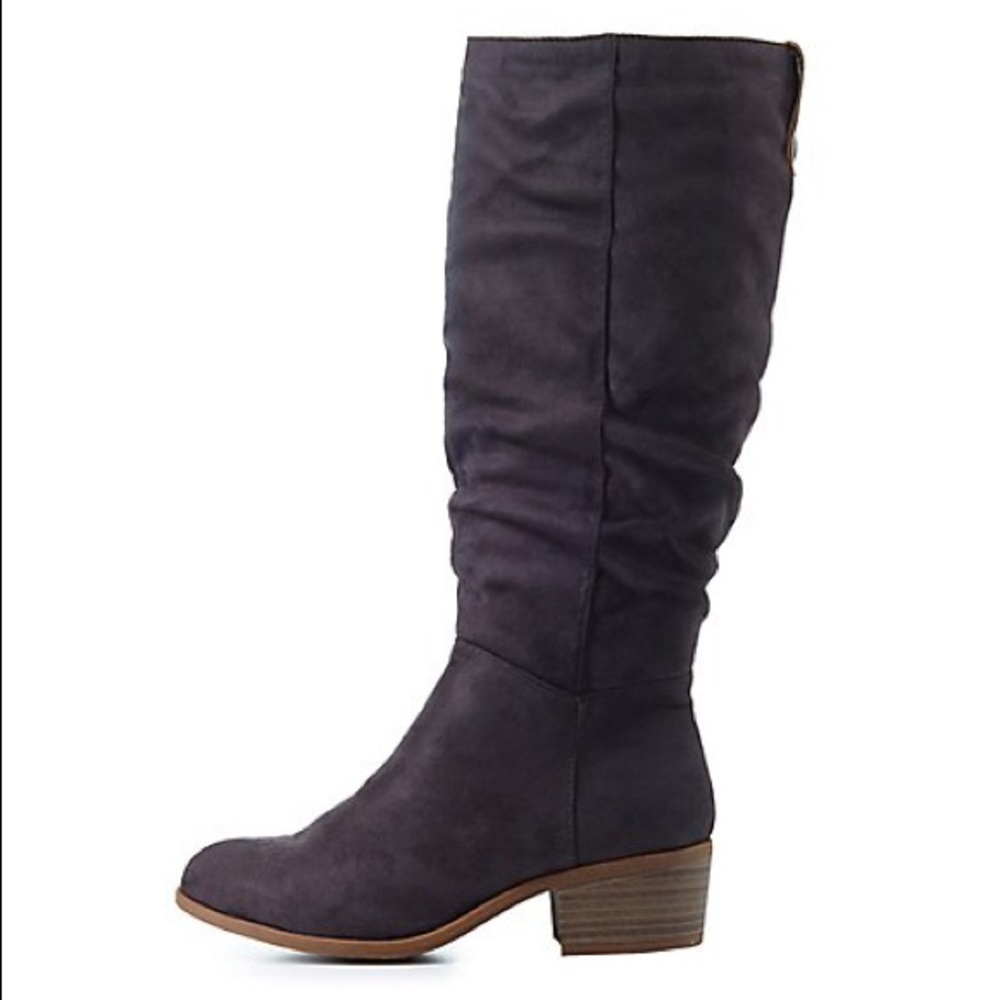 🔥NWT🔥 Ruched Almond Toe Suede Gray Boots